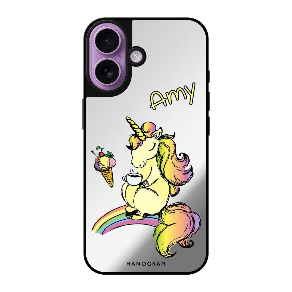 Reflective iPhone 16 Mirror Case –Cute Unicorn Design