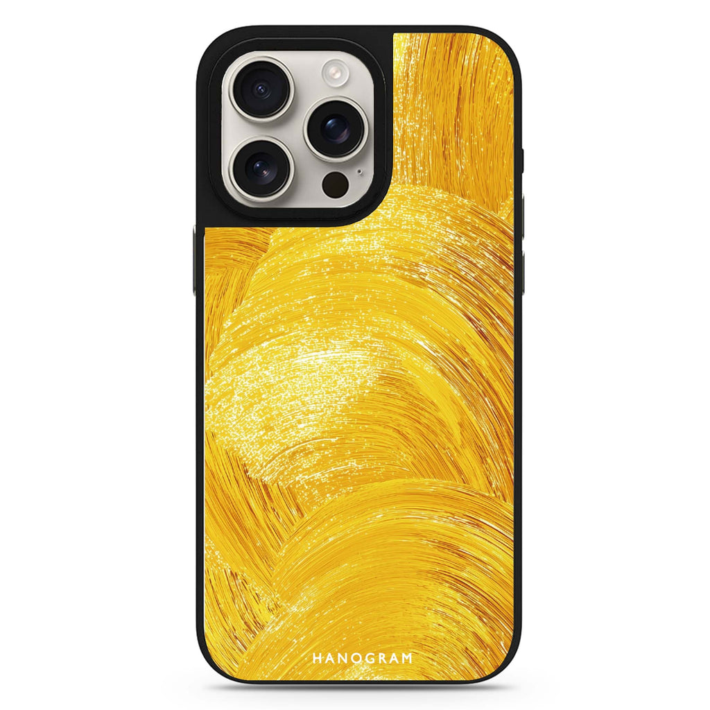 Golden Strokes color-inspired design iPhone 16/15/14 Pro Max & Pro mirror case