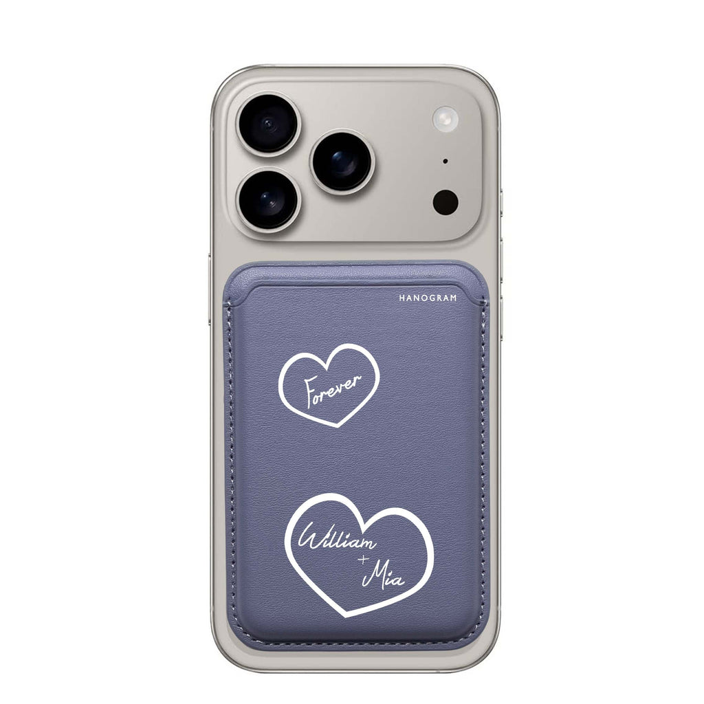 Sweet Heart II custom name MagSafe wallet for iPhone, personalized magnetic card holder, main view