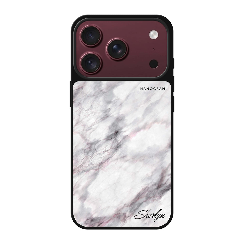Simple White Marble personalized name white marble iPhone 18 Pro Max mirror case