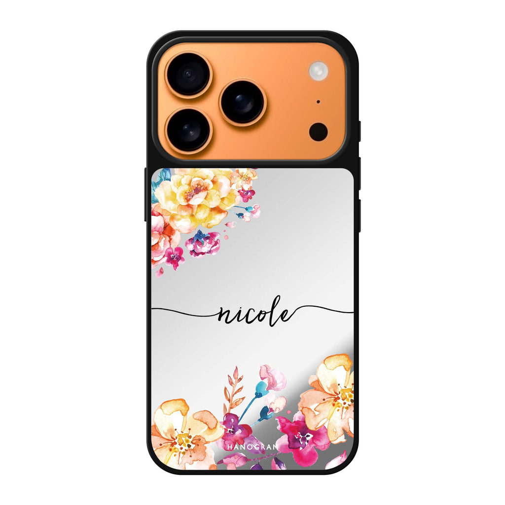 Art of Flowers personalized name flower abstract floral iPhone 17 Pro Max mirror case