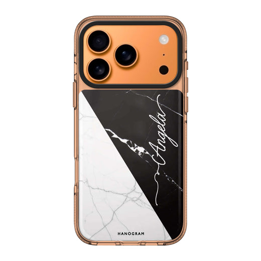 Black And White Marble Style 2 personalized name black white marble neutral iPhone 17 Pro Max ultra clear case