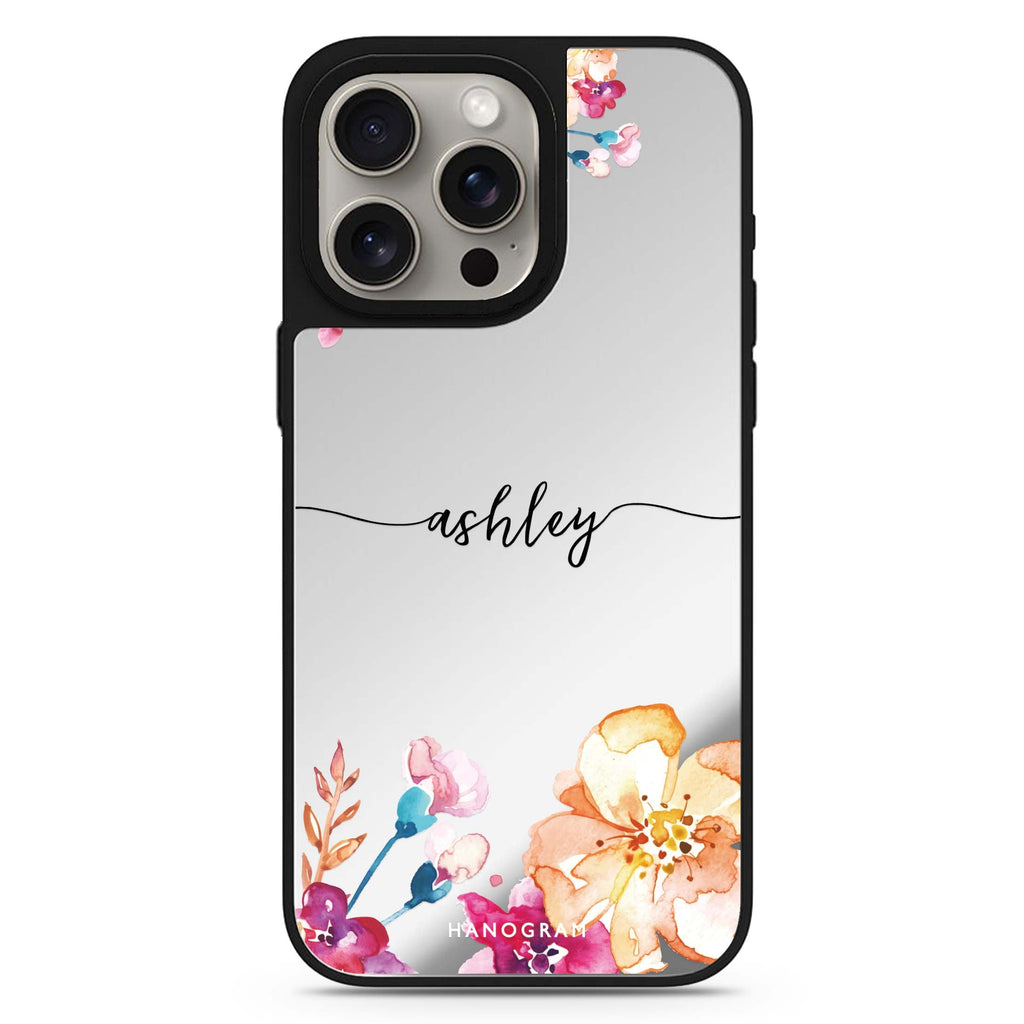 Art of Flowers personalized name MagSafe mirror case for iPhone 16/15/14 Pro Max and Pro, main view
