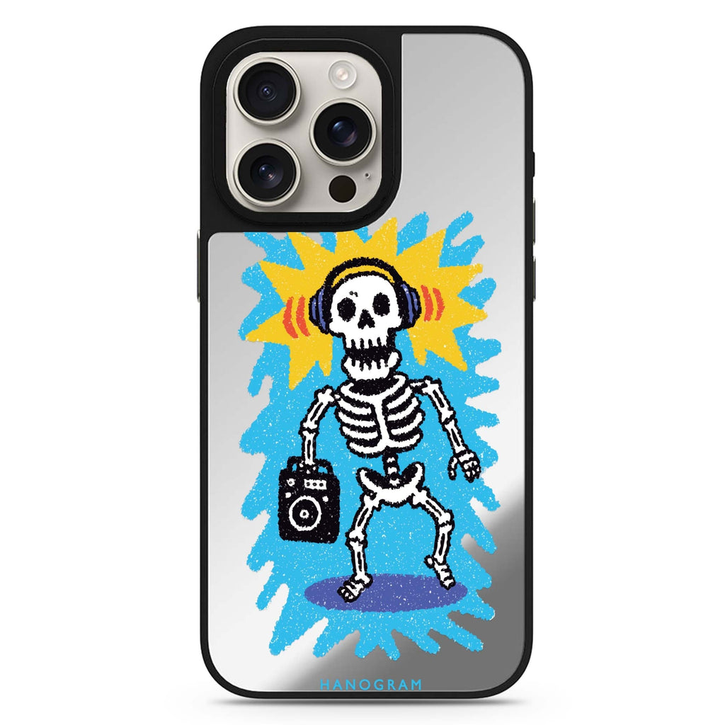 Retro Bones MagSafe compatible mirror case for iPhone 16/15/14 Pro Max and Pro, main view