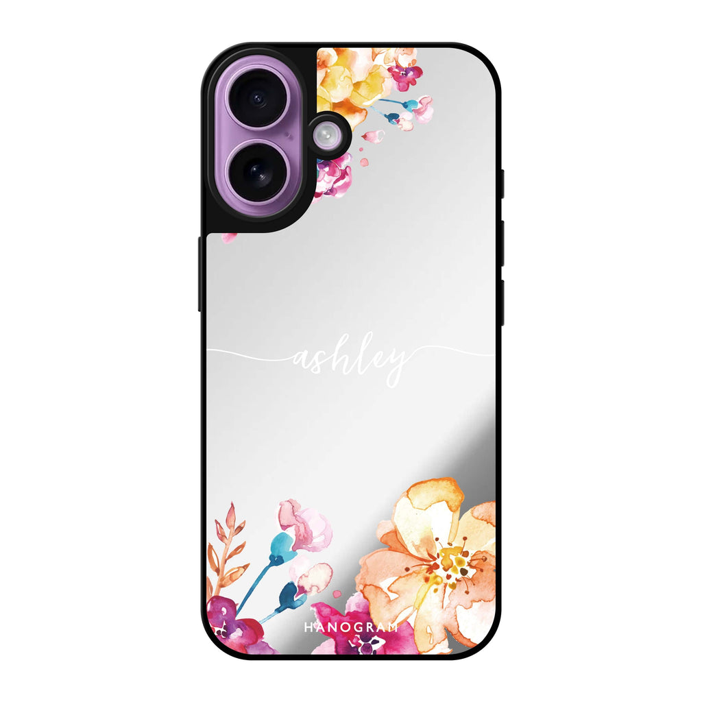 Reflective iPhone 16 Mirror Case –Art of Flowers Design