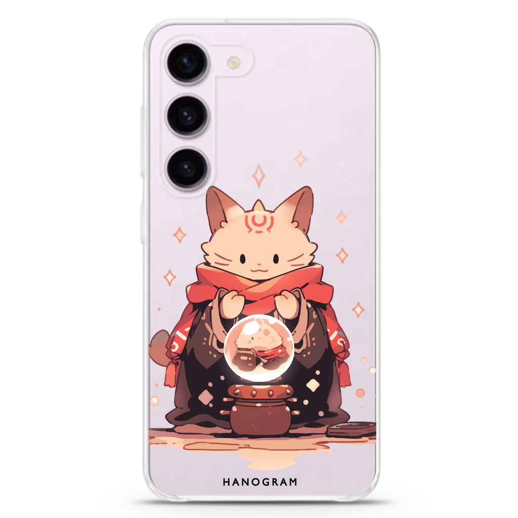 Mystic Feline ultra-clear case for Samsung Galaxy S23/S22, front view