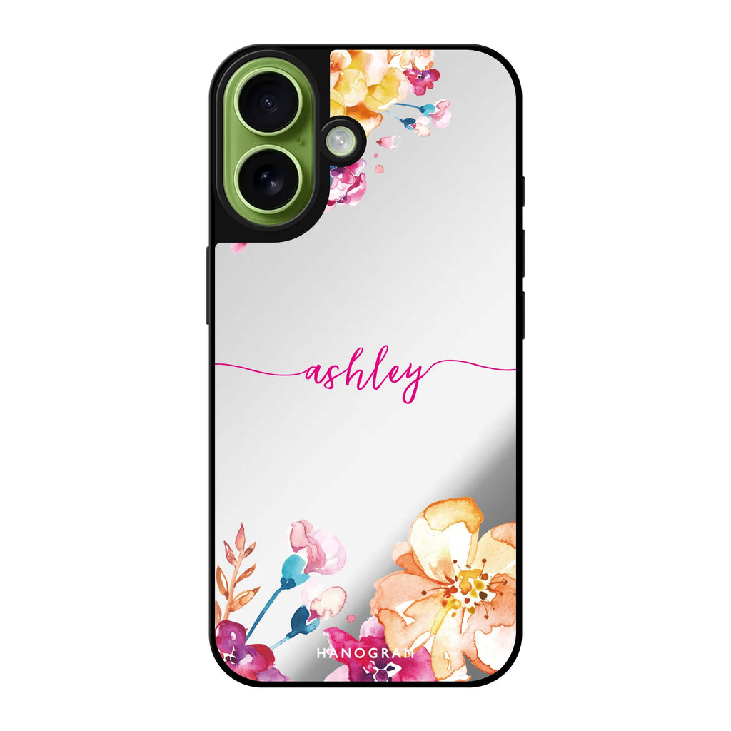 Reflective iPhone 16 Mirror Case –Art of Flowers Design