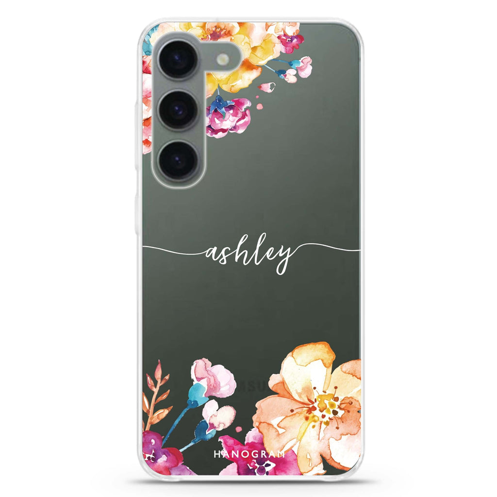 Art of Flowers personalized ultra-clear case for Samsung Galaxy S23/S22, front view