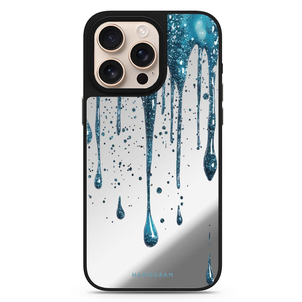 Reflective iPhone 16 Pro Mirror Case – Aqua Shimmer Design