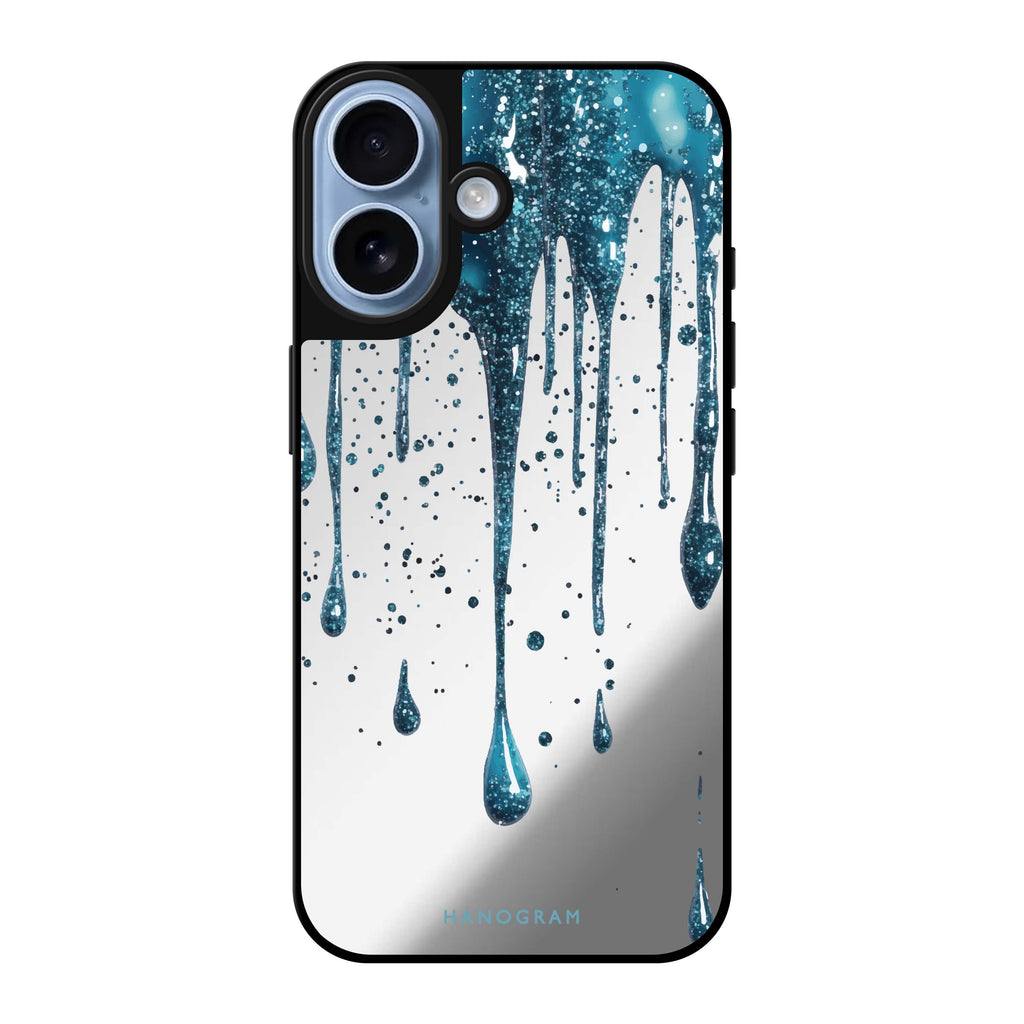 Reflective iPhone 16 Mirror Case –Aqua Shimmer Design