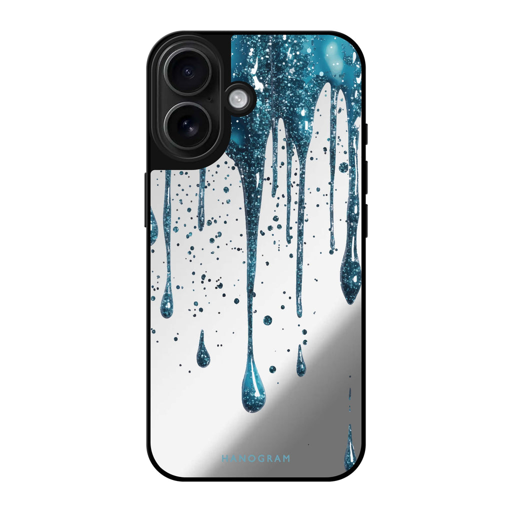 Reflective iPhone 16 Mirror Case –Aqua Shimmer Design