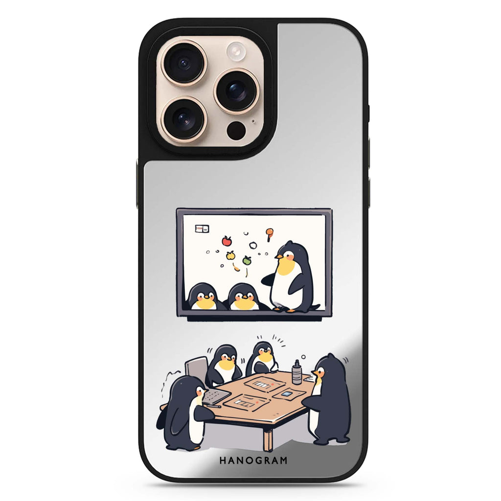 Penguin Presentation sleek reflective design iPhone 16/15/14 Pro Max & Pro mirror case