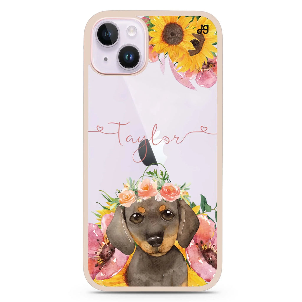 Sunflower Puppy iPhone 15 Plus Impact Guard Bumper Case