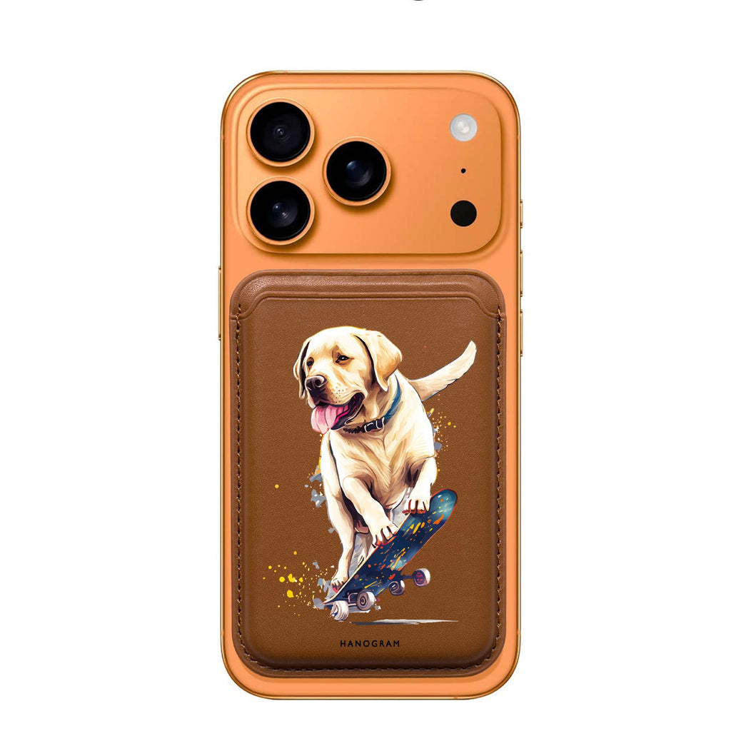 Dog on Skateboard MagSafe wallet for iPhone, slim magnetic card holder, main view