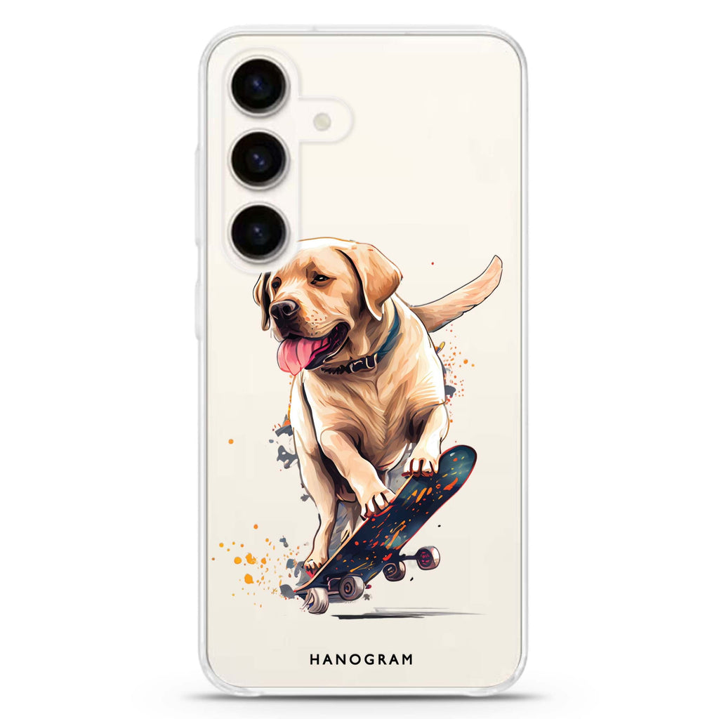 Dog on skateboard Samsung Galaxy Ultra Clear Case