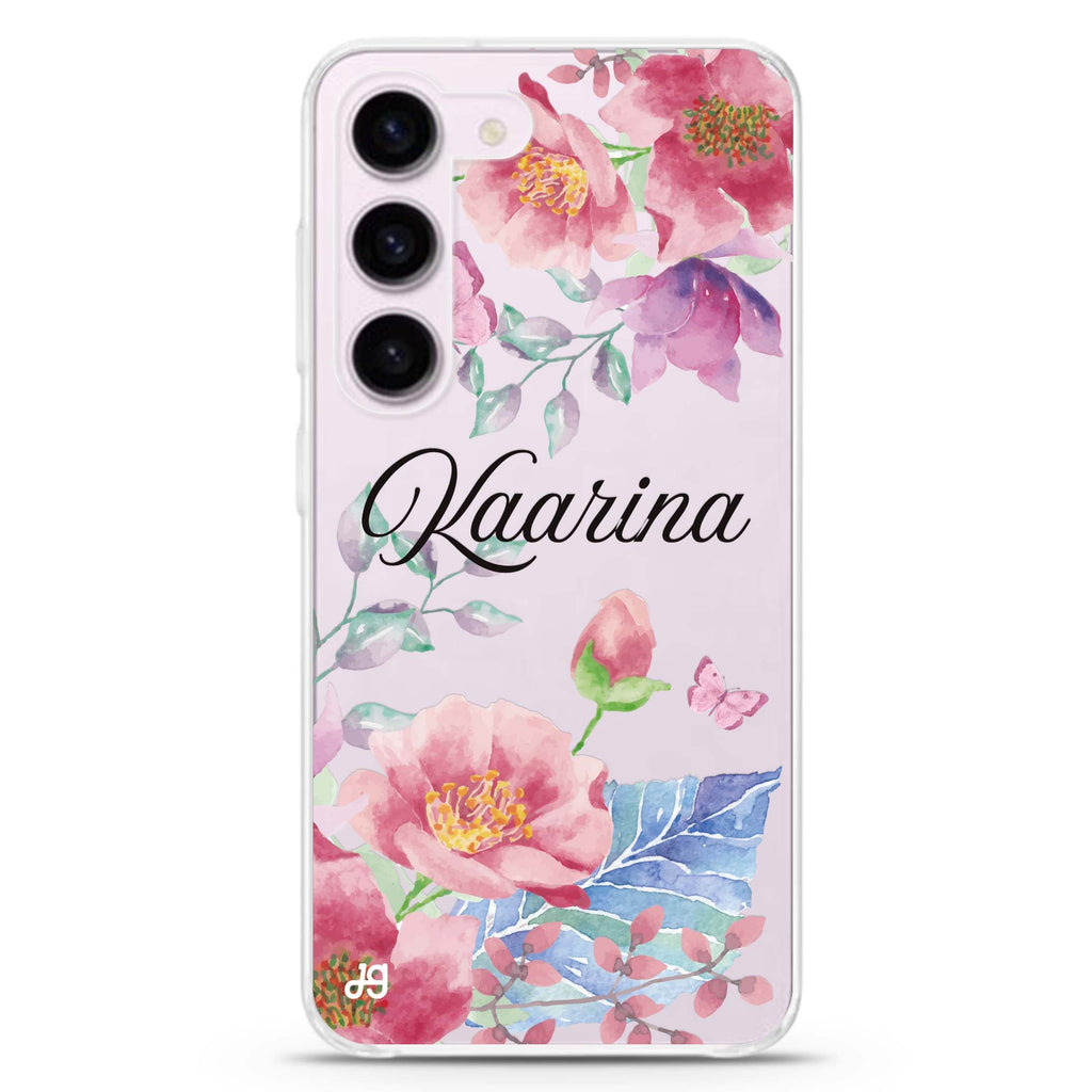Butterfly Garden personalized ultra-clear case for Samsung Galaxy S23/S22, front view