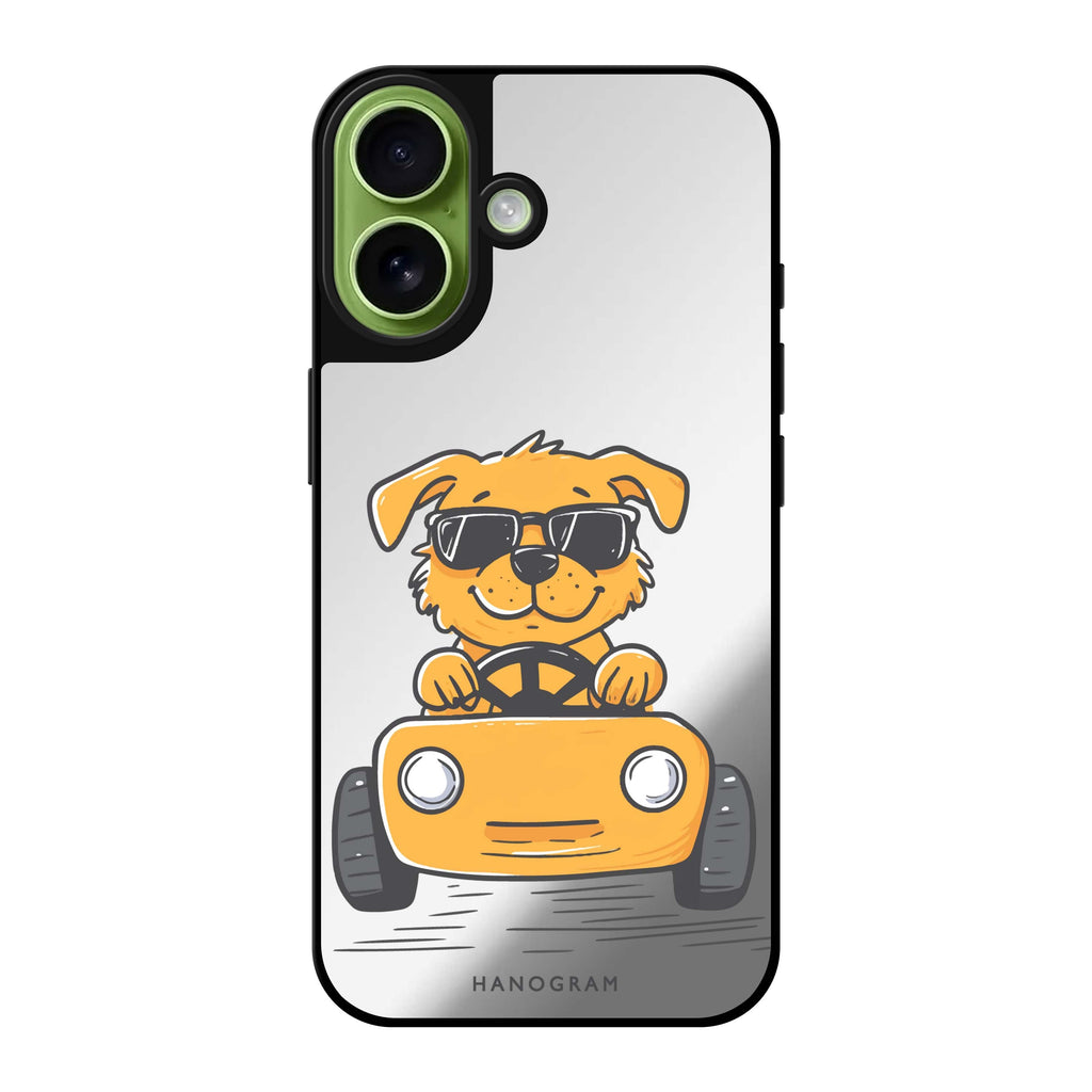 Reflective iPhone 16 Mirror Case –Cool Pup Drive Design