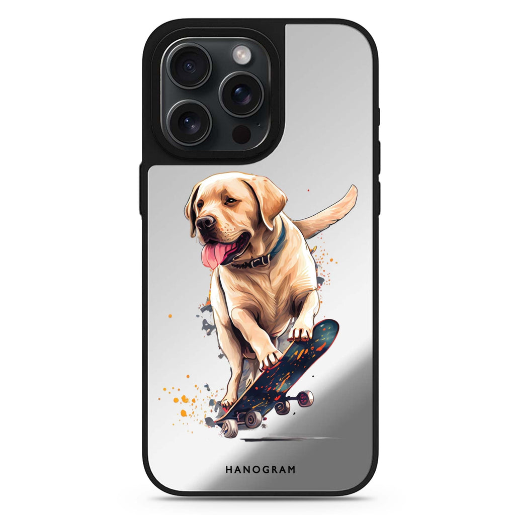 Dog on Skateboard MagSafe compatible mirror case for iPhone 16/15/14 Pro Max and Pro, main view