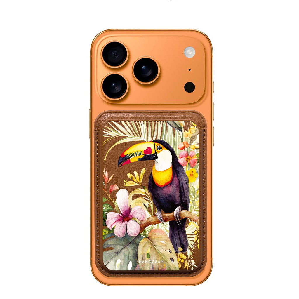 Tropical Bird MagSafe wallet for iPhone, slim magnetic card holder, main view