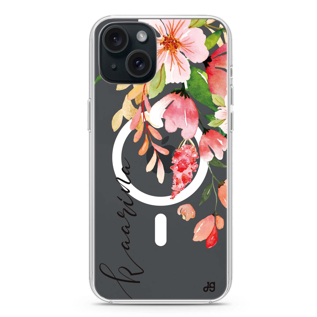 Watercolor Blossom iPhone 15 Plus MagSafe Compatible Ultra Clear Case