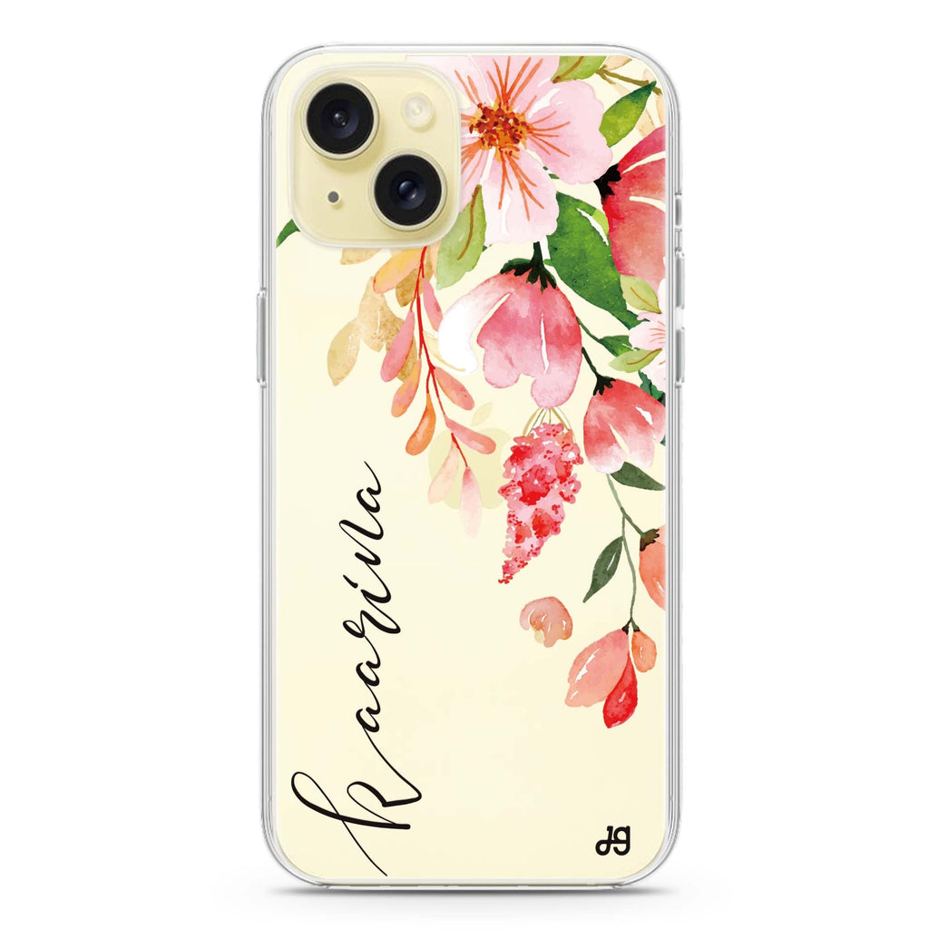 Watercolor Blossom iPhone 15 plus Ultra Clear Case