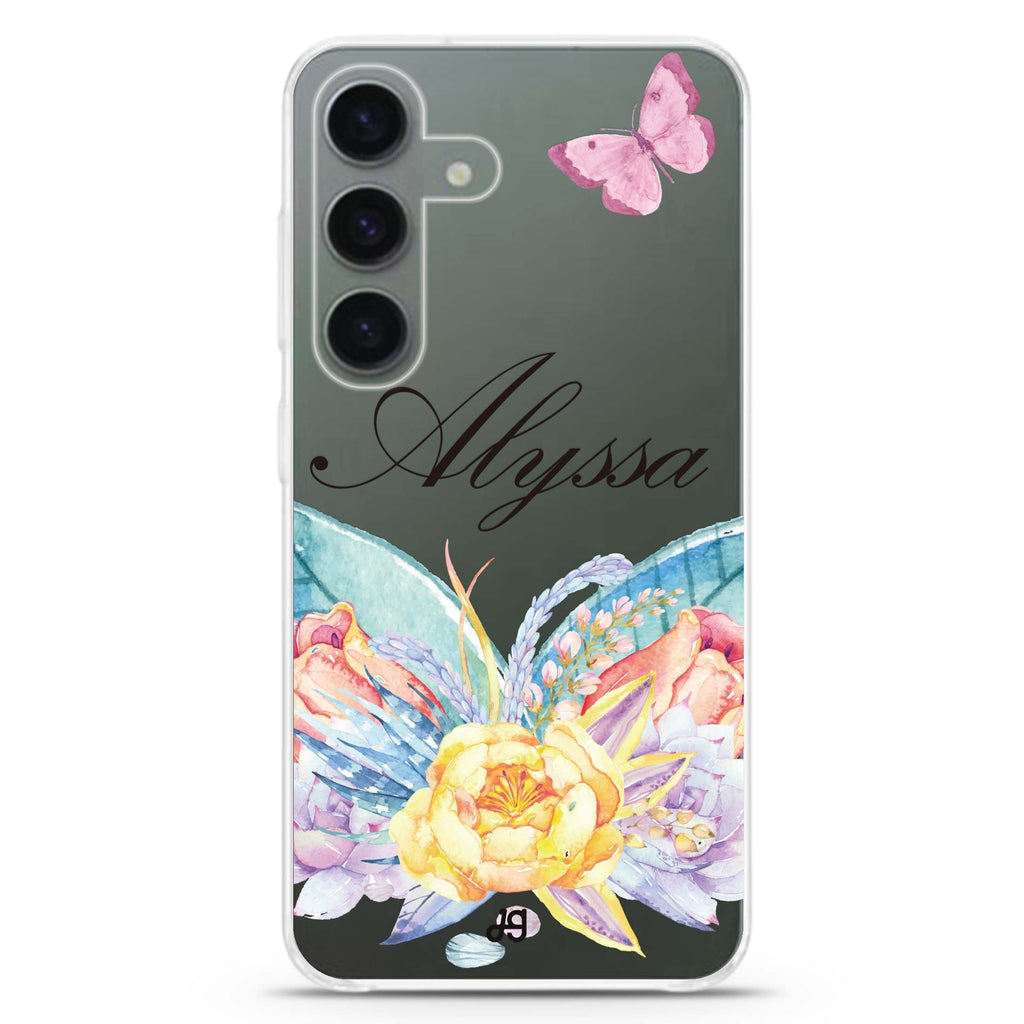 Butterfly and Abloom Rose Galaxy A54 Ultra Clear Case