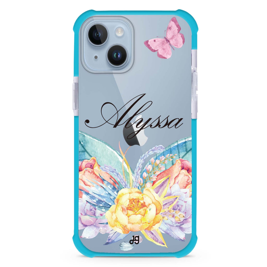 Butterfly and Abloom Rose iPhone 15 Plus Ultra Shockproof Case