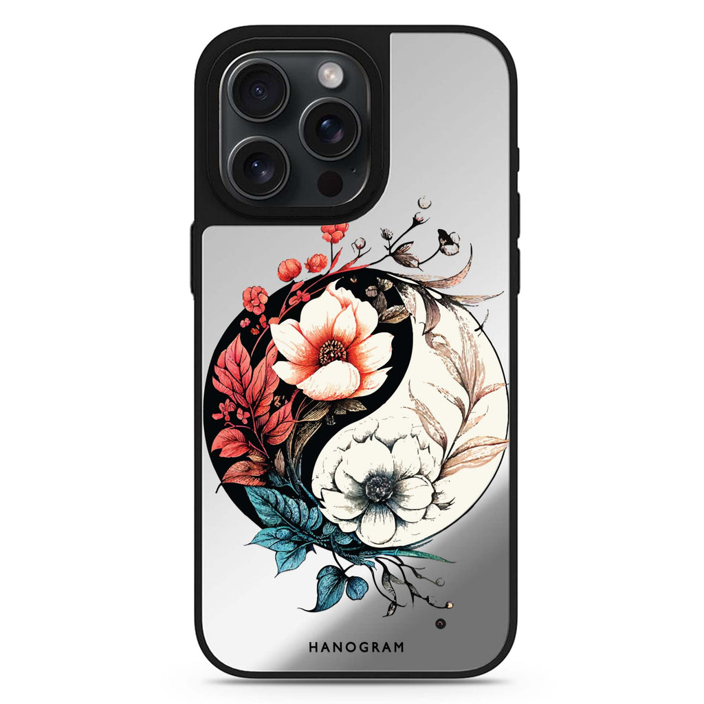Pretty Floral & Tai Chi MagSafe compatible mirror case for iPhone 16/15/14 Pro Max and Pro, main view