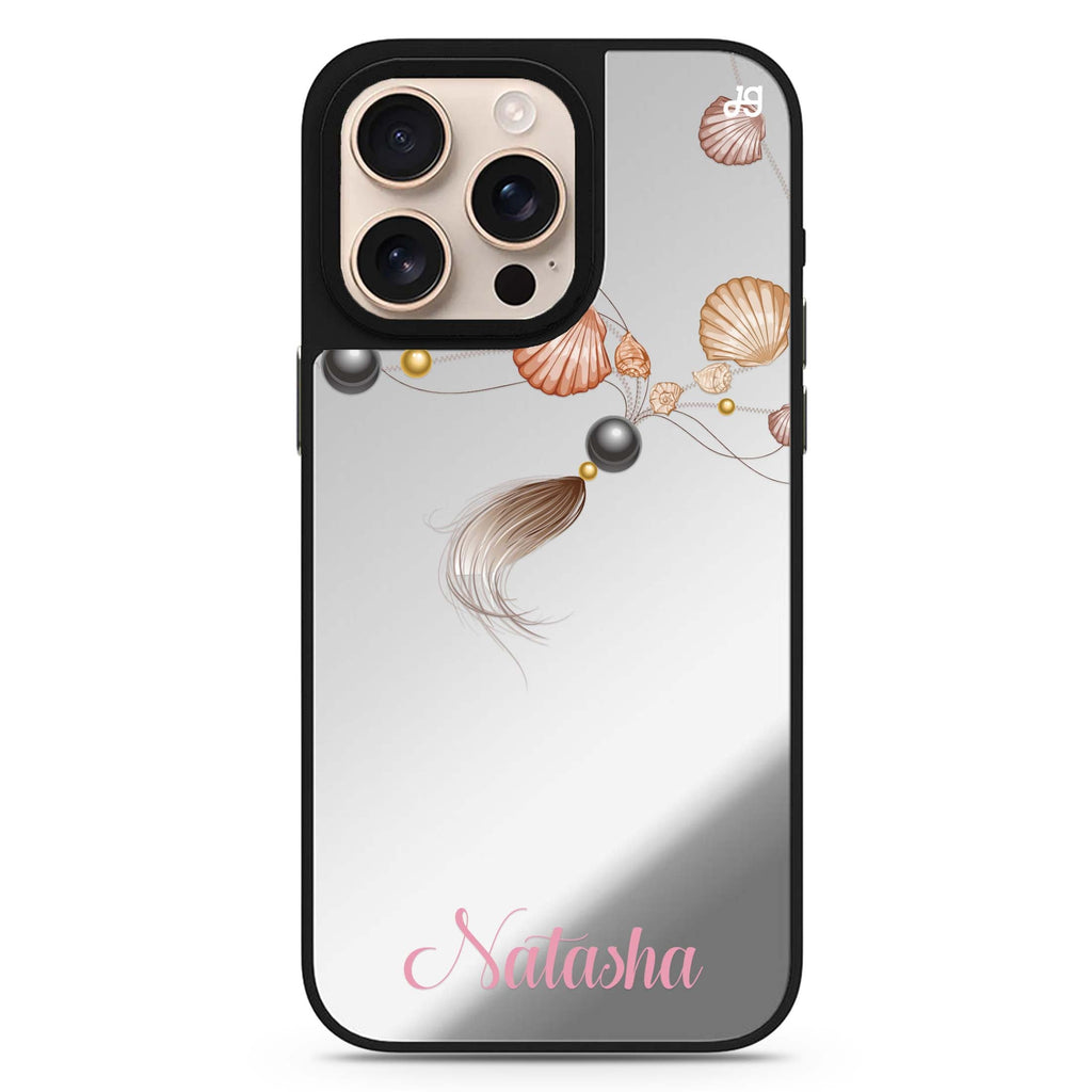 Connection of Sea personalized name sleek reflective design iPhone 16/15/14 Pro Max & Pro mirror case