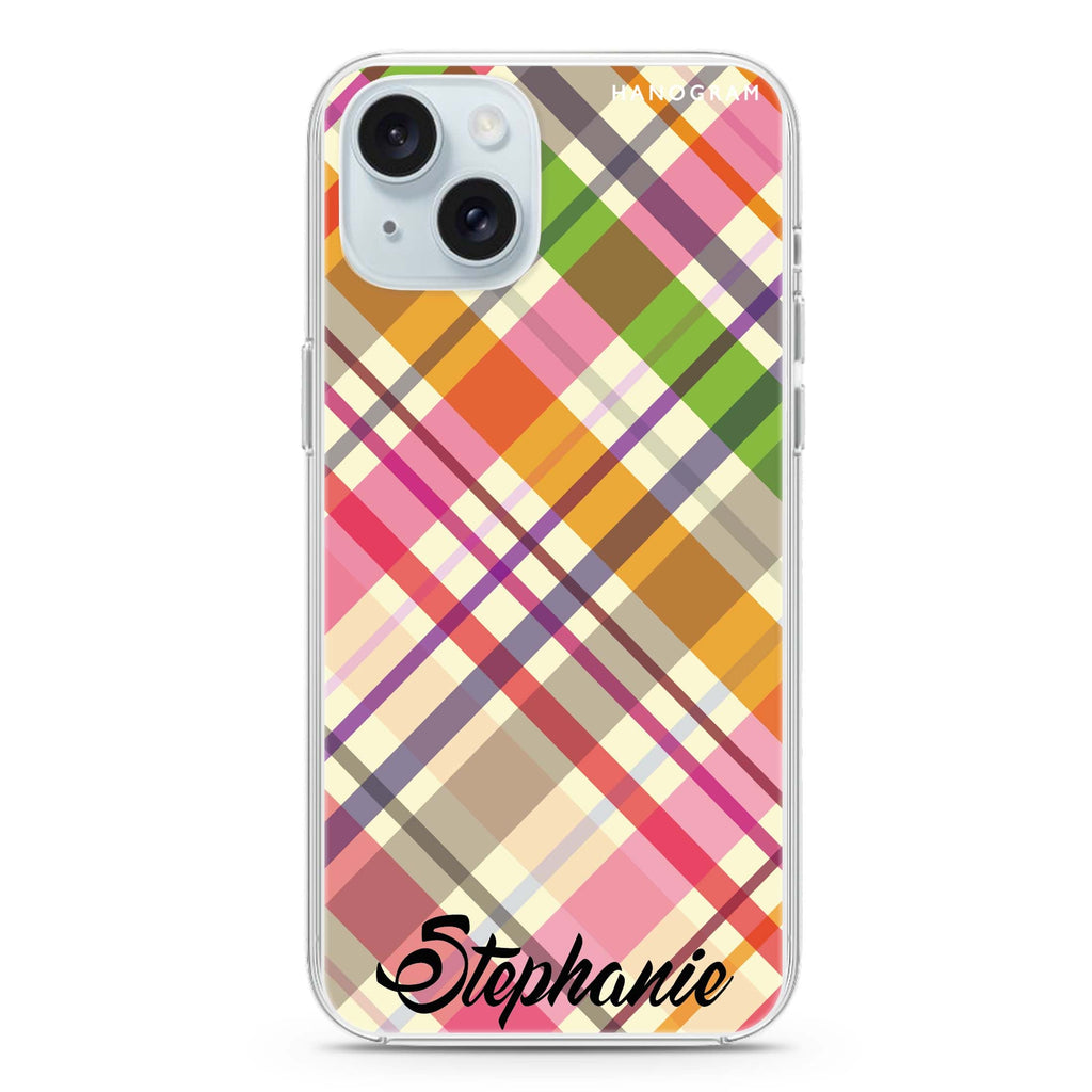 Colourful Checker Custom Name iPhone Ultra Clear Case