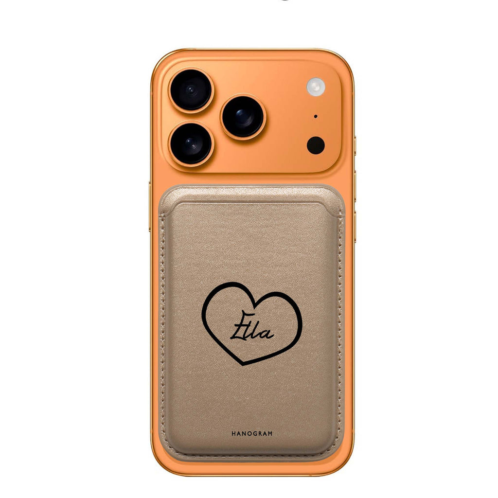 Sweet Heart custom name MagSafe wallet for iPhone, personalized magnetic card holder, main view