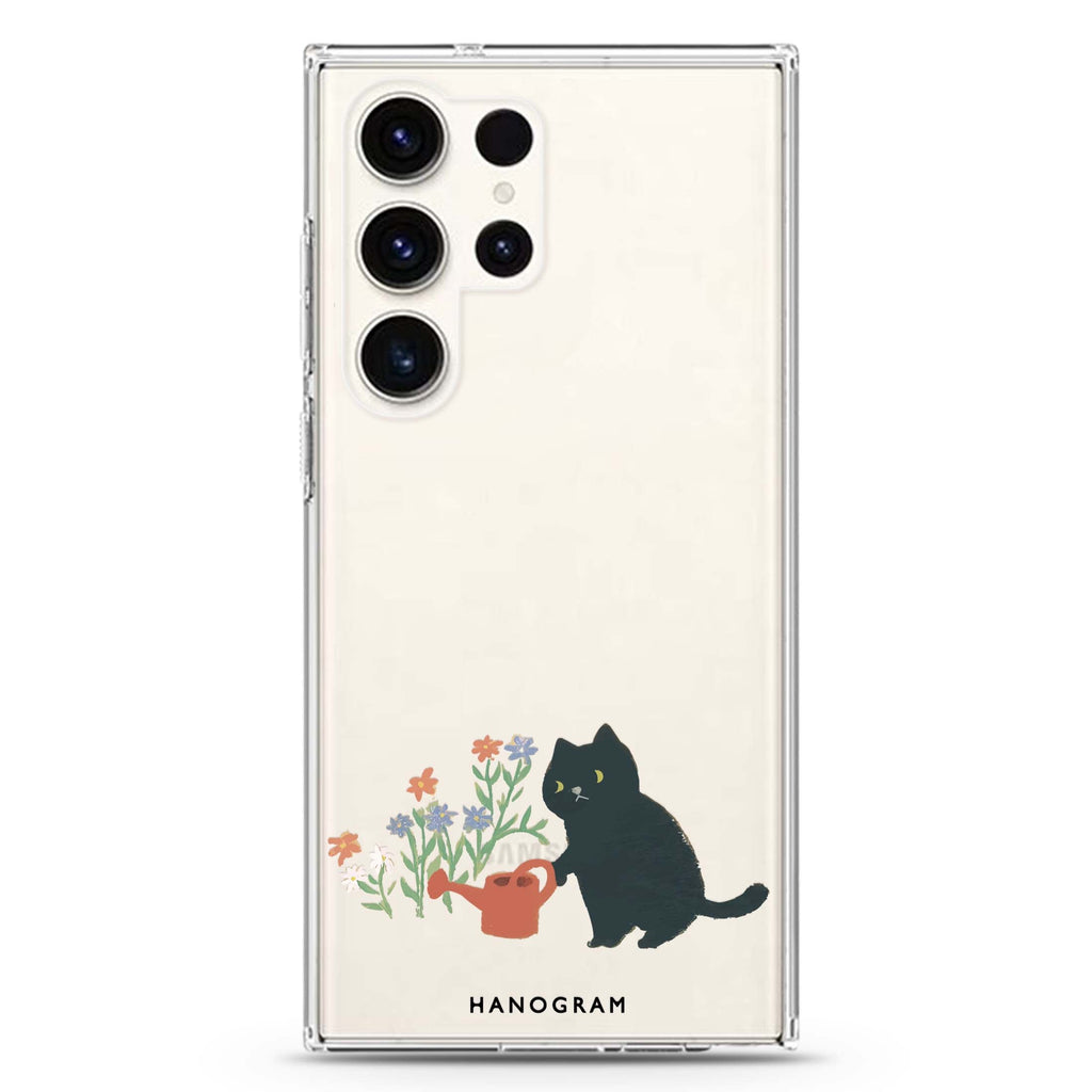 Purrfect Gardener Samsung Galaxy S26/S25/S24/S23/S22 Ultra ultra clear case, transparent design, main view