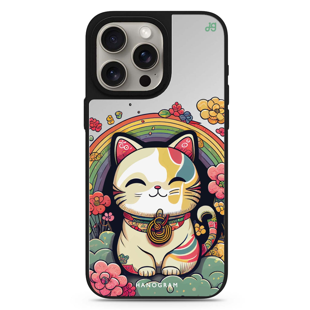 Japanese Lucky Cat MagSafe compatible mirror case for iPhone 16/15/14 Pro Max and Pro, main view