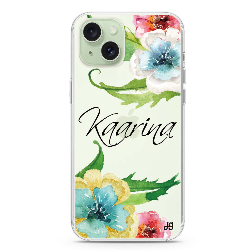 Golden and White Anemones iPhone 15 plus Ultra Clear Case