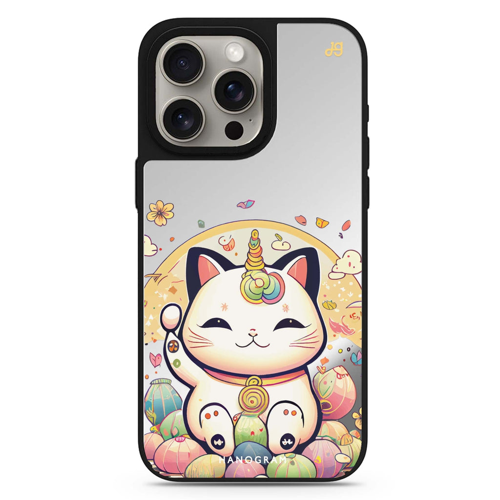 Cute Lucky Cat MagSafe compatible mirror case for iPhone 16/15/14 Pro Max and Pro, main view