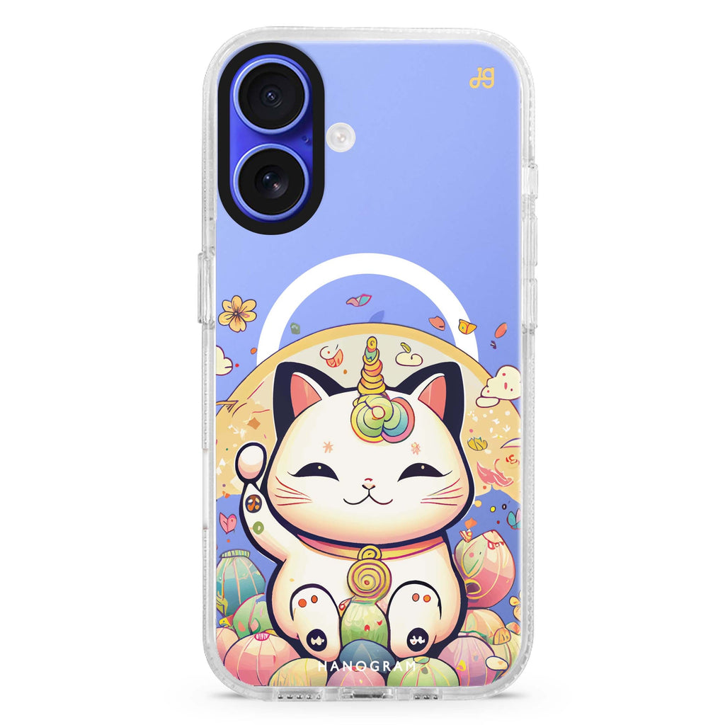 Cute Lucky Cat MagSafe Compatible iPhone 16 Ultra Clear Case - Personalized and Stylish Protection