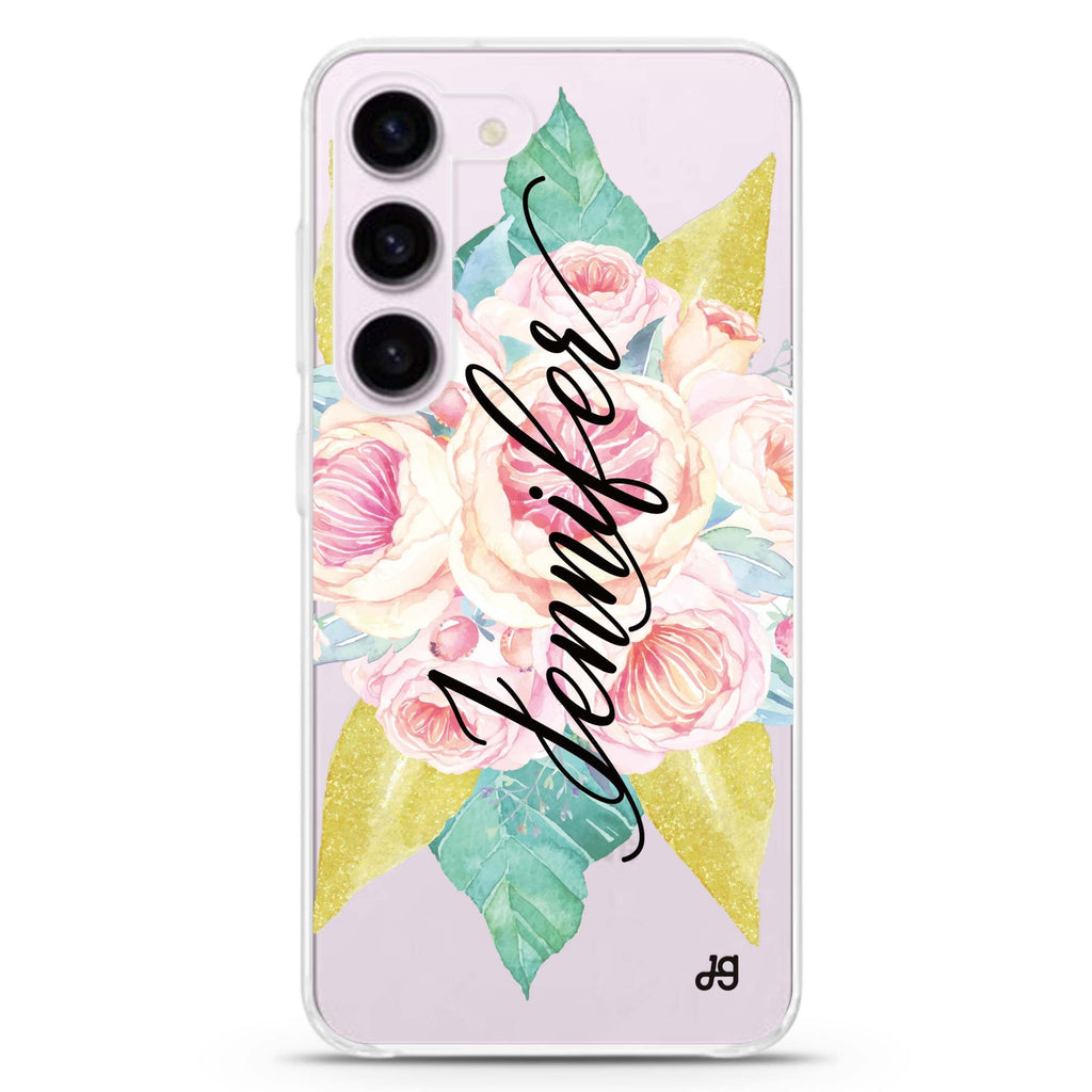 Abloom Rose personalized ultra-clear case for Samsung Galaxy S23/S22, front view