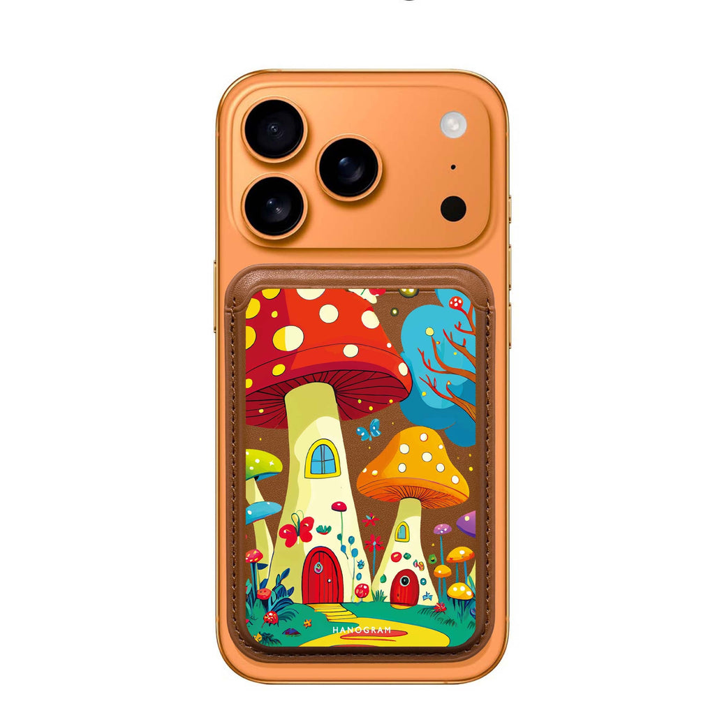 Mushroom Art MagSafe wallet for iPhone, slim magnetic card holder, main view