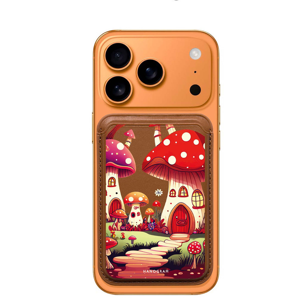 Mushroom Art MagSafe wallet for iPhone, slim magnetic card holder, main view