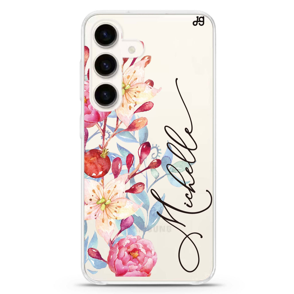 Pink Watercolor Floral Bouquet Galaxy A55 Ultra Clear Case