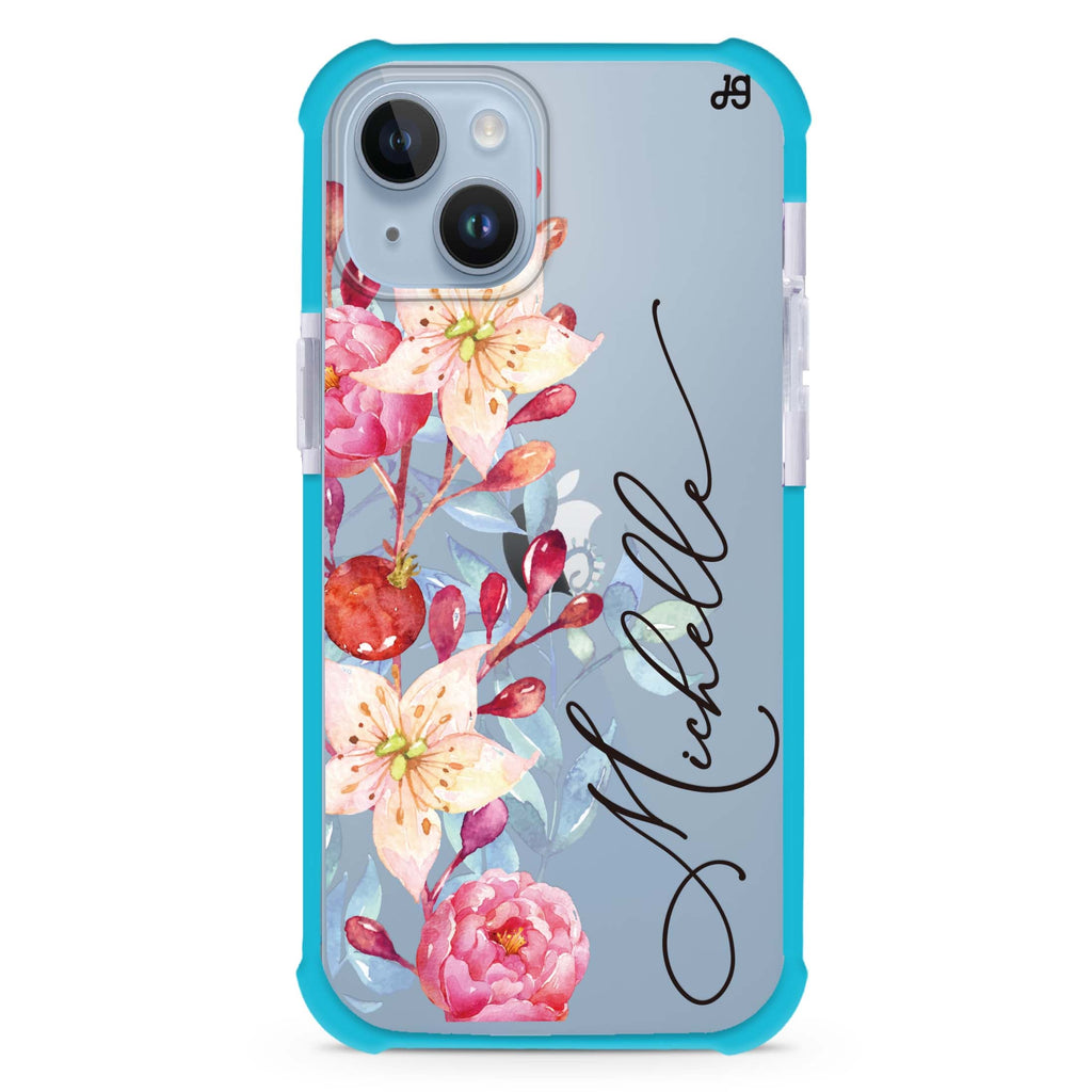 Pink Watercolor Floral Bouquet iPhone 15 Plus Ultra Shockproof Case