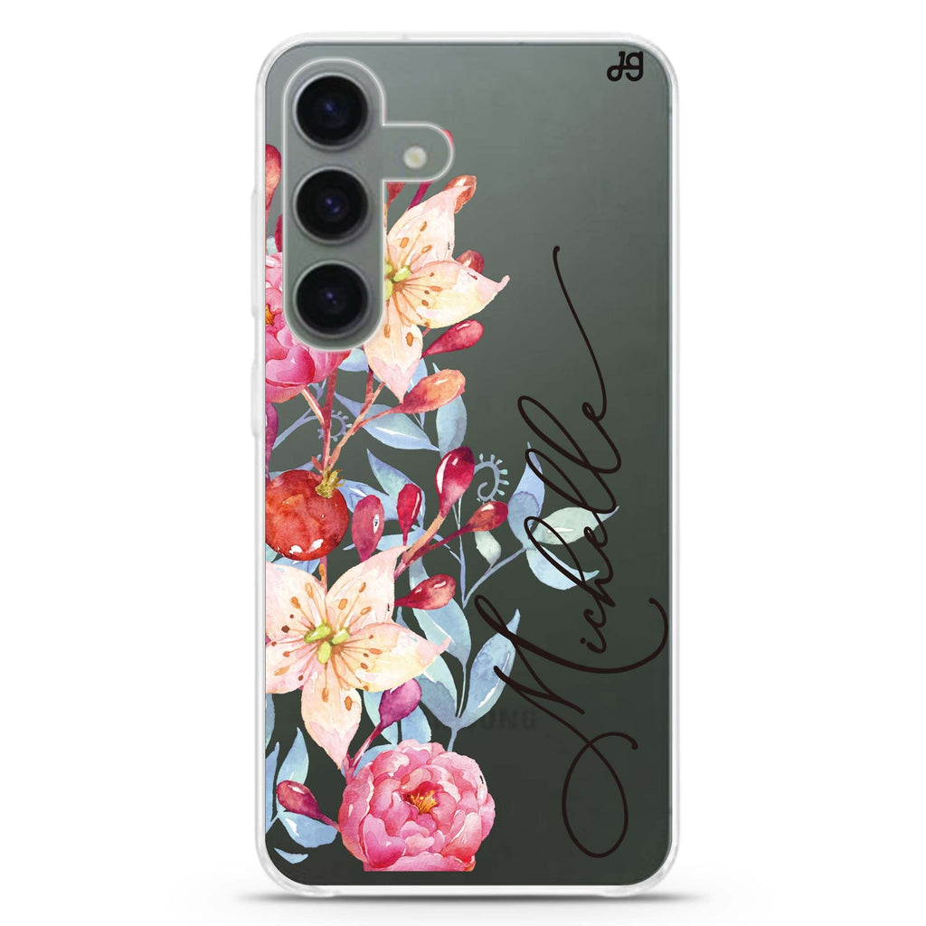Pink Watercolor Floral Bouquet Galaxy A54 Ultra Clear Case
