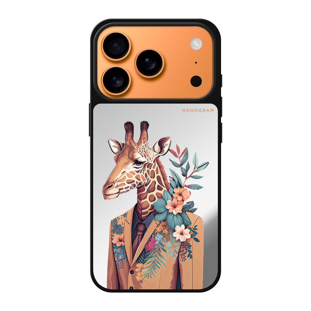 Giraffe & floral #1 spring flower giraffe animal iPhone 17 Pro Max mirror case