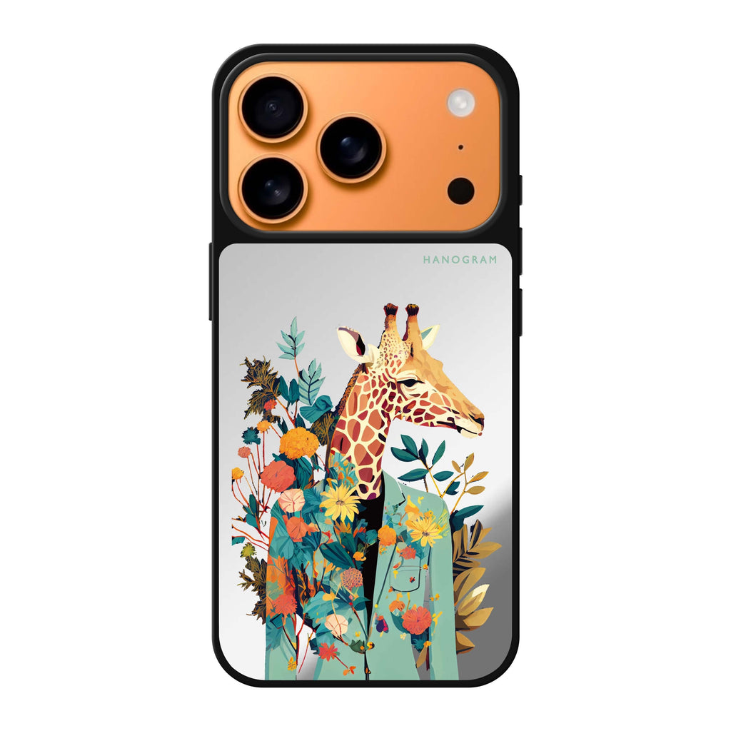 Giraffe & floral #2 spring flower giraffe animal iPhone 17 Pro Max mirror case