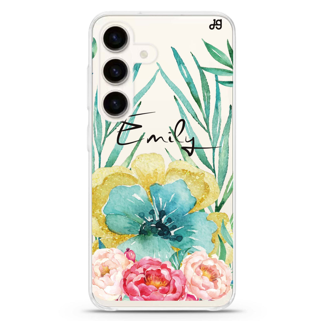 The Great Golden Flower Galaxy A55 Ultra Clear Case
