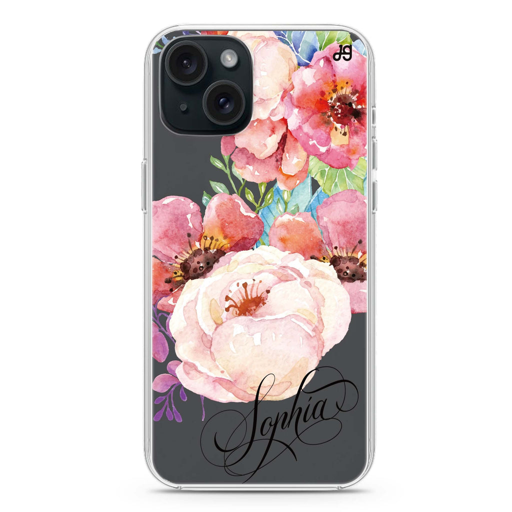 Awakening Watercolor Flowers iPhone 15 plus Ultra Clear Case