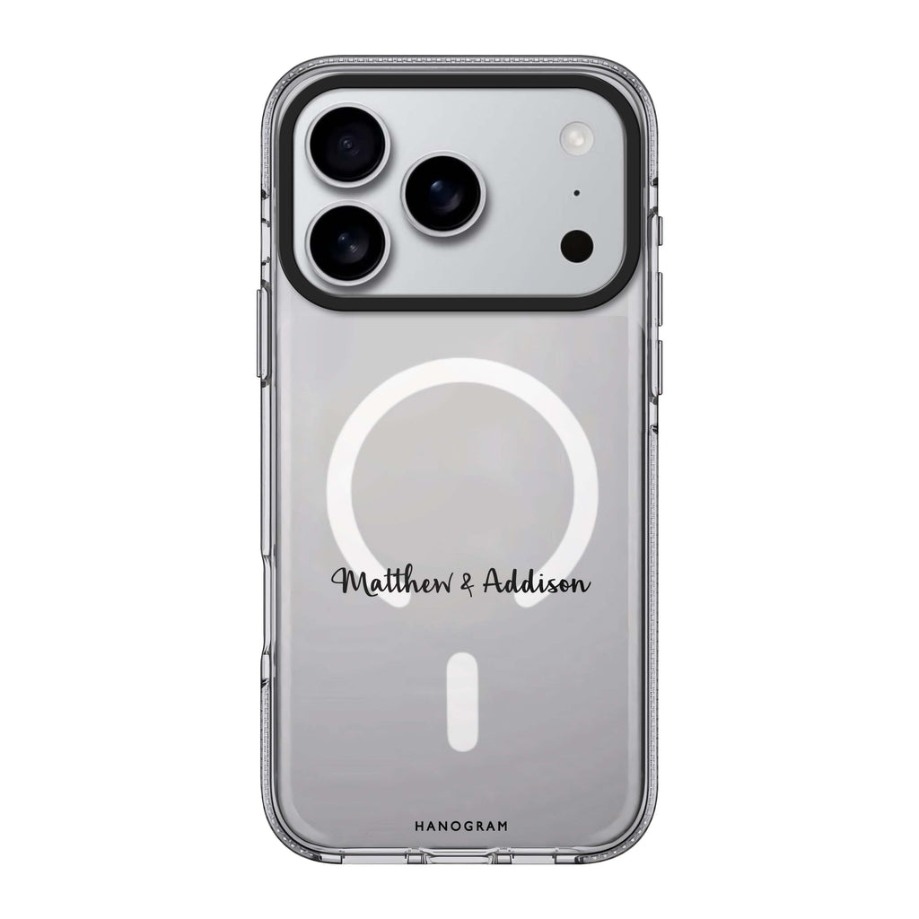 Me & You personalized name typography iPhone 17 Pro Max ultra clear case