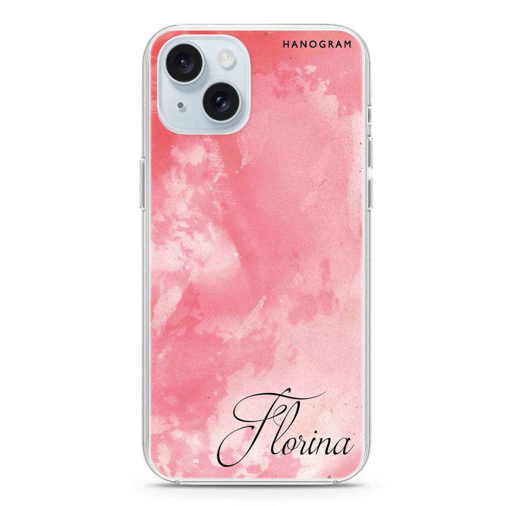 Red Colour Custom Name iPhone 15 plus Ultra Clear Case