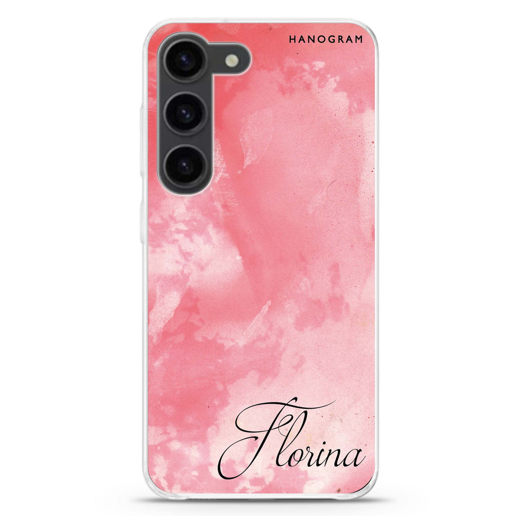 Red Colour Custom Name personalized ultra-clear case for Samsung Galaxy S23/S22, front view