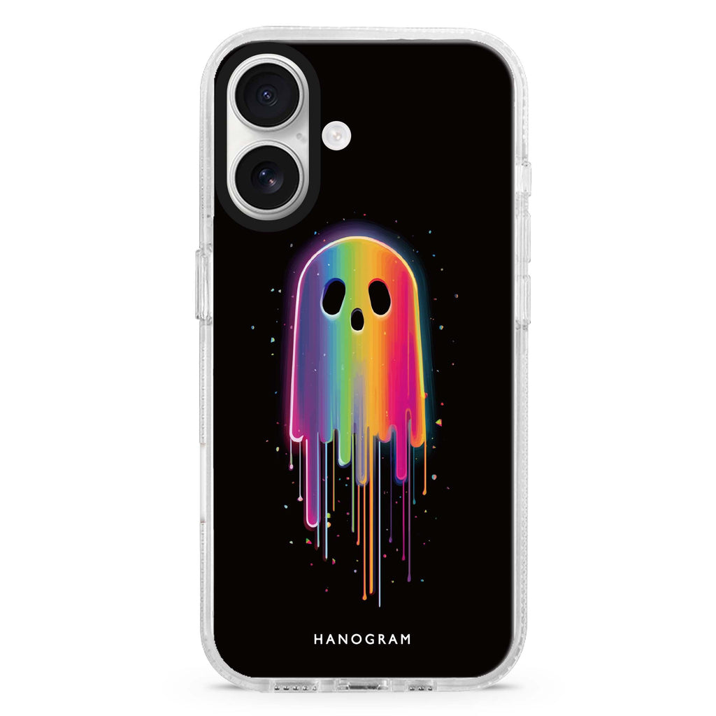 Slime Specter iPhone 16 and 16 Plus ultra clear case, transparent graphic artwork, front product view